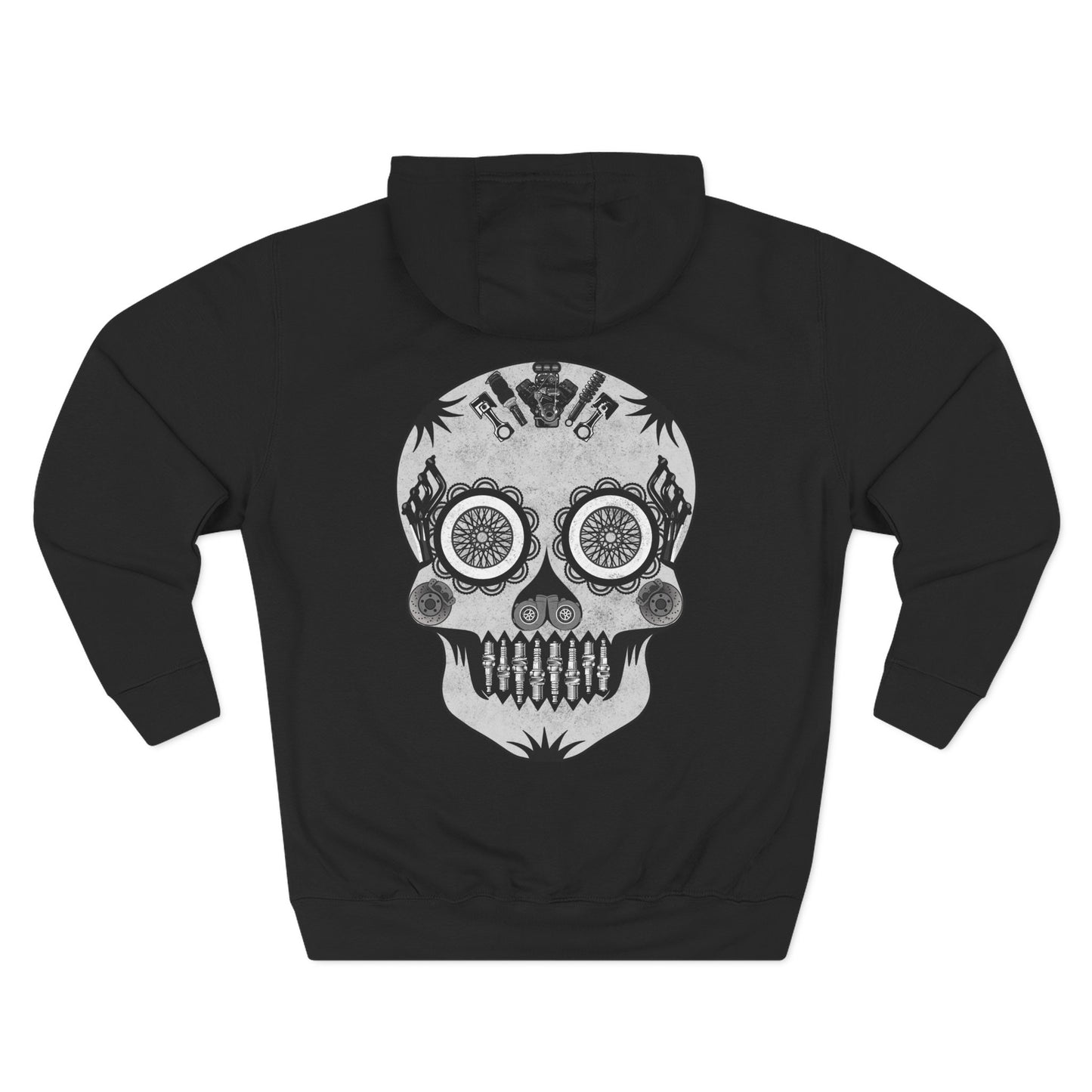 Fleece Hoodie - Sugar Skull Car Part Design