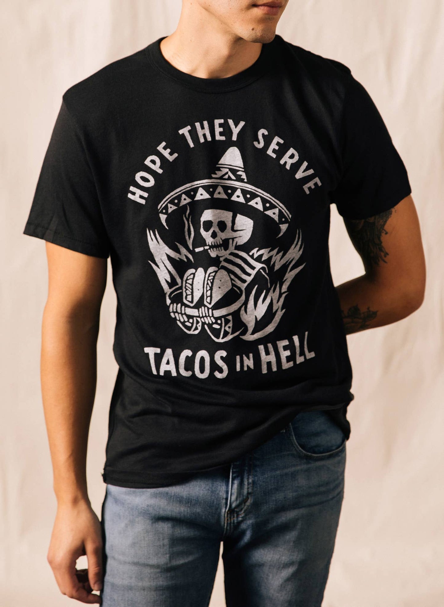 Hope They Serve Tacos In Hell Vintage Western Tee Adults