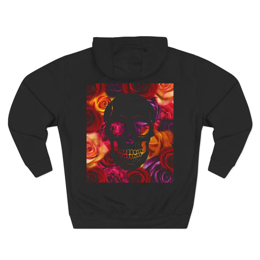 Fleece Hoodie - Skull with Roses Design